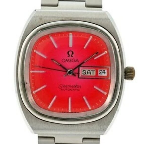 Omega 36mm Men's Vintage Seamaster TV Case Pink/ Red Dial 1020 Watch- 166.0213! - Picture 2 of 9